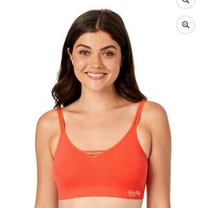 Kindly Yours Women's Seamless‎ Pullover V-Neck Bralette, Size S - Cherry Red NEW